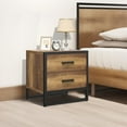 thumbnail image 3 of Dextrus Modern Nightstand Set of 2 End Side Table with 2 Drawers for Bedroom Living Room, Brown, 3 of 8