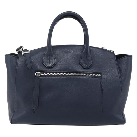 Pre-Owned Bally Vintage Handbag Leather Navy Leather Handbag