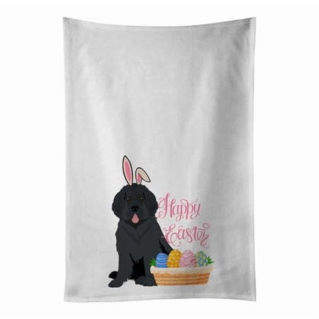 Carolines Treasures WDK5056WTKT 28 x 19 in. Black Newfoundland Easter White Kitchen Towel Set of 2