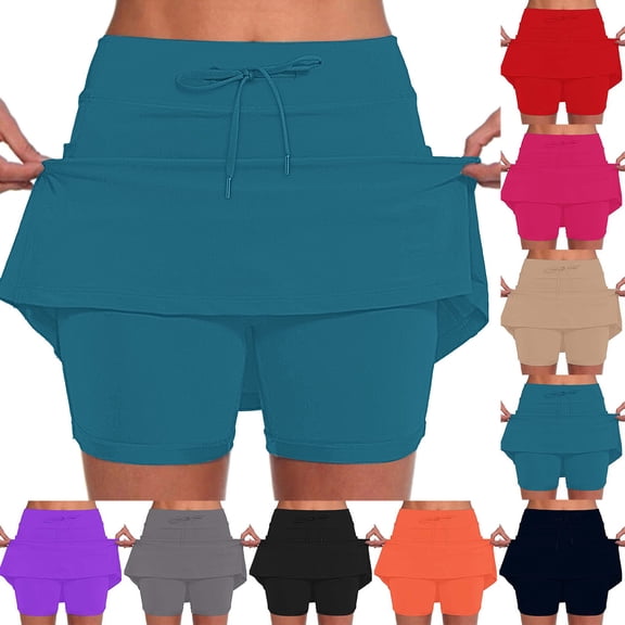 jiaxiM Athletic Skorts for Women Summer High Waisted Breathable Workout Golf Tennis Skirt with Pockets for Women Plus Size Mini Skorts Running Skort with Shorts