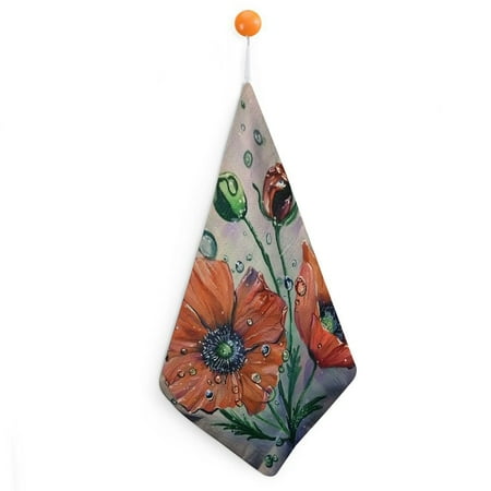 

Patifu Flowers Water Droplets Art Reusable Hand Towels Superfine Fiber Kitchen Towels Pack of 2 11.8x11.8in 4pcs