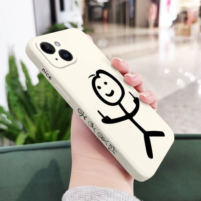 Line Man Phone Case For iPhone 16 15 14 13 12 11 Pro Max Mini X XR XS Plus Cover White 1 iPhone 13 mini