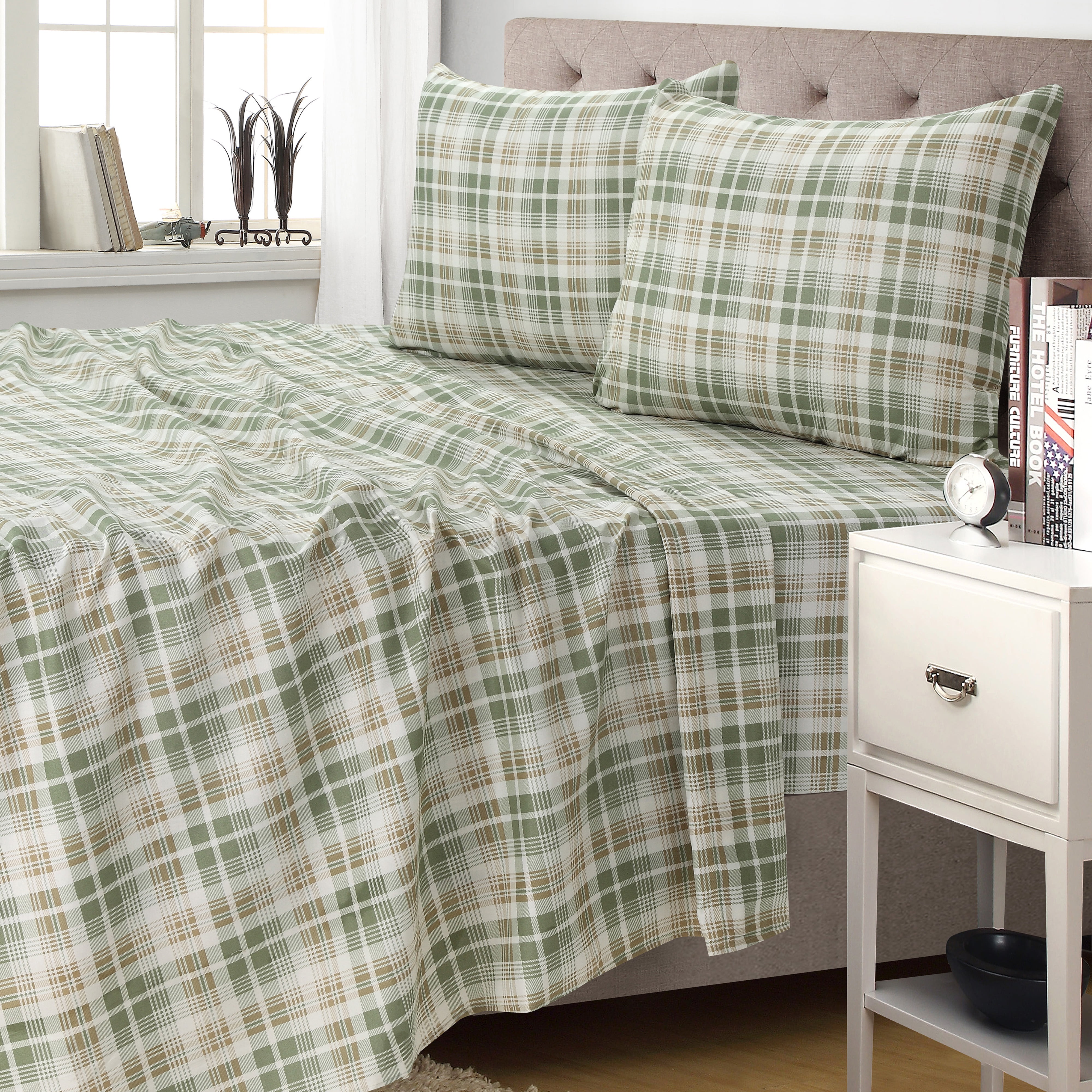 Cabin Plaid Microfiber 4-piece Shet Set Queen