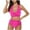 Hot Pink, variant on Women's Conservative High Waisted Solid Color Bikini Swimsuit Black,S