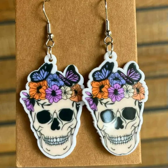Acrylic Ghost Witch Castle Boo Floral Pumpkin Horror Skull Halloween Earrings