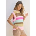thumbnail image 4 of FOLUNSI Chic Pink Striped Crochet Tee: Versatile Cap Sleeve for All!, 4 of 8