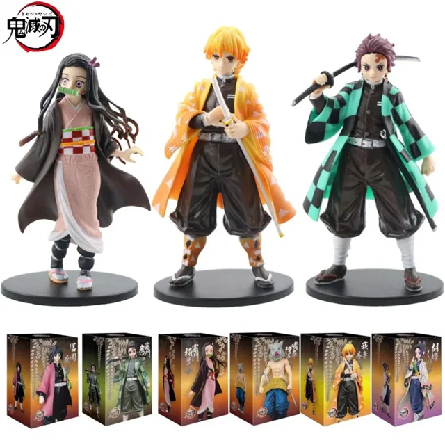 FIGURA DE ACCIÓN DE Demon Slayer, muñeco de Kimetsu No Yaiba, Tanjiro, Nezuko, Zenitsu, Inosuke Warrior, modelo de juguete