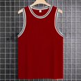 thumbnail image 7 of Striped Tank Top Men Ribbed Sleeveless T Shirts Color Block Trim Slim Fit Tank Top Workout Basketball Gym Shirt With Curved Hem XL Red, 7 of 7