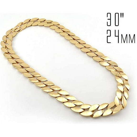 Hip Hop Gold Tone 2 Chainz Cuban Link Chain Necklace 30" 24MM