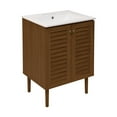thumbnail image 3 of Bron 24" Freestanding Bathroom Vanity in Brown Oak with 3-Hole Centerset Sink Top, 3 of 7