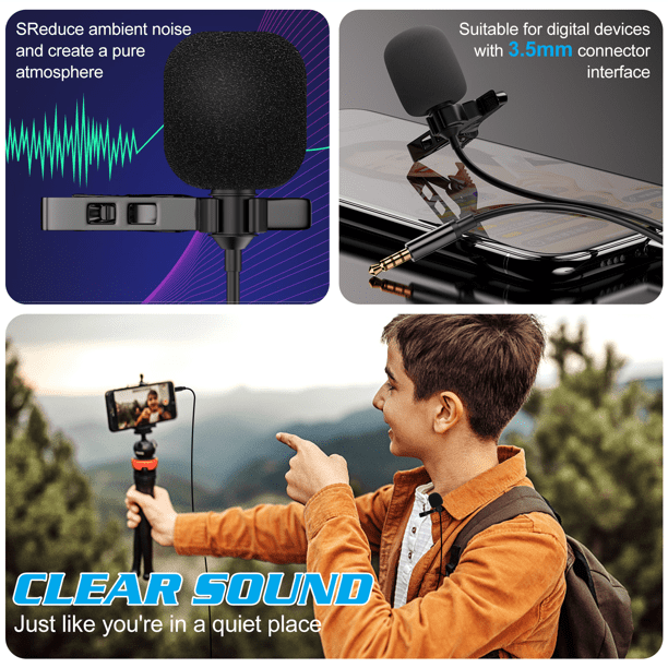 Phone Lavalier Microphone with Earphone, Mini Clip on Lapel Mic Compatible  with iPhone Smartphones Samsung Laptop iPad for Video Recording   Instagram TikTok Live Streaming - LenTok Official