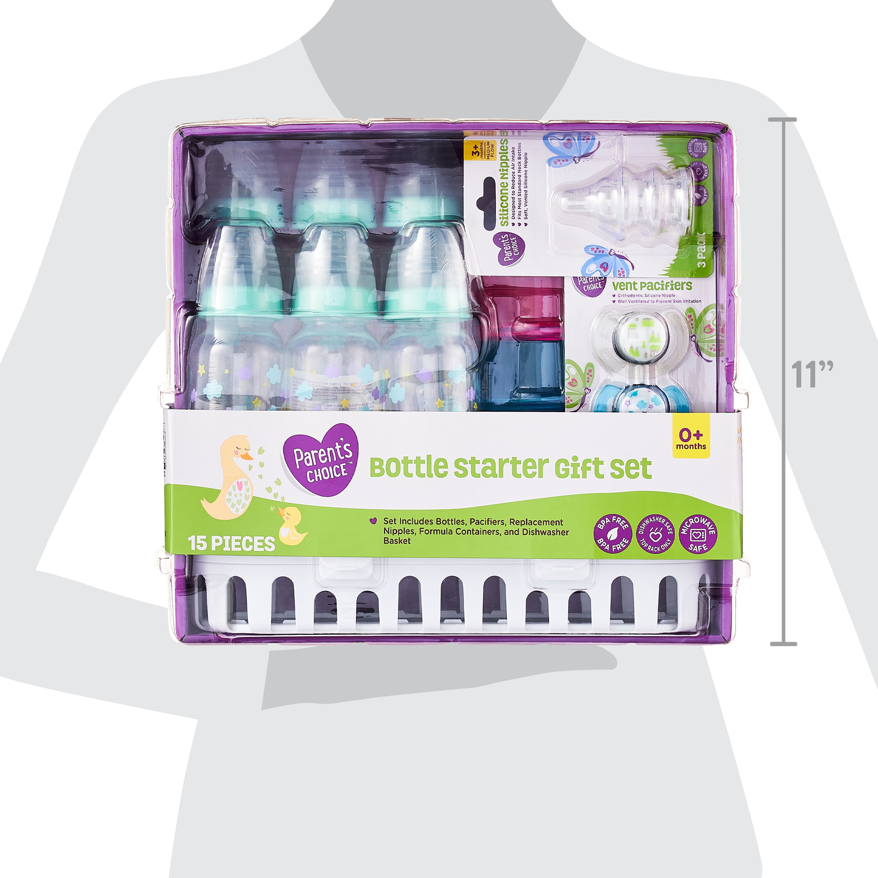 Parent`s Choice Standard Neck Bottle Starter Gift Set Newborn 0+ Months Unisex Multi-Color
