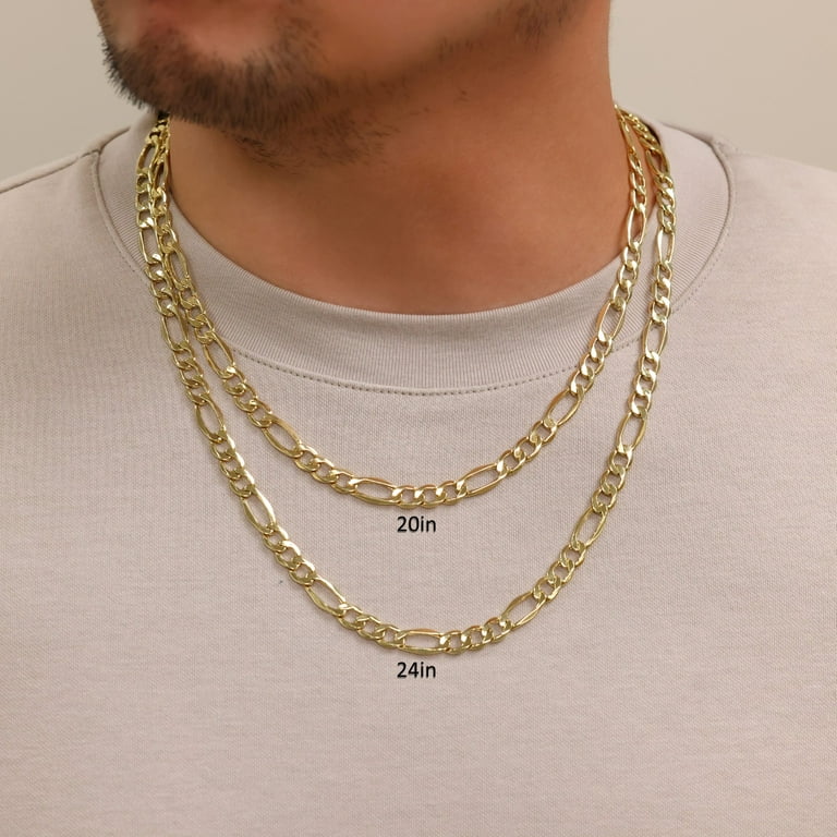 Nuragold 14k Real Yellow Gold Figaro Link 6.5mm Chain