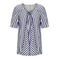 thumbnail image 7 of Lenpel Rompers for Women Summer Striped Lantern Half Sleeve V Neck Tie Front Oversized Jumpsuits Casual Loose Overall Shorts, 7 of 7