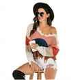 thumbnail image 3 of Mode des Femmes Bloc de Couleur Pull Manches Longues Creux Pompons en Détresse Pull, 3 of 7
