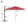 thumbnail image 5 of CASAINC 11FT Square Cantilever Patio Umbrella in Red (without Umbrella Base), 5 of 8