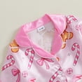 thumbnail image 6 of Cjfdfy Toddler Baby Girl Christmas Satin Pajamas Set Gingerbread Man Print Long Sleeve Fuzzy Trim Button Up Tops And Pants Kids Girl Cute My First Christmas Loungewear 1-7Y, 6 of 9