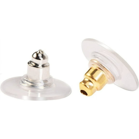 200 Pieces Bullet Clutch Earring Backs for Studs with Pad Rubber Earring Stoppers Pierced Safety Backs (Silver and Gold)