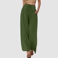 thumbnail image 2 of Krdevn Womens Pants - Women's High Waisted Drawstring Linen Wide Leg Beach Pants with Pockets Comfortable Casual Loose Fit Trousers for Vacation Travel ,Pants for Women,Size:XXL, 2 of 5