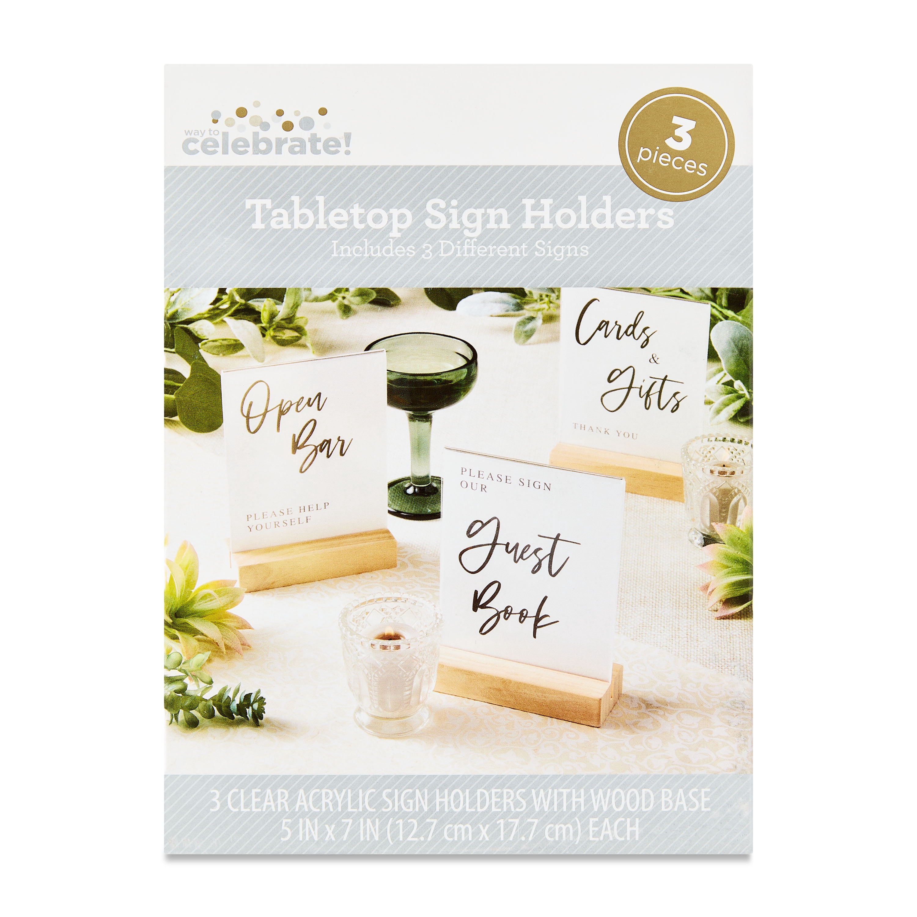 Acrylic Tabletop Sign Holders, 3 Pieces, by Way To Celebrate