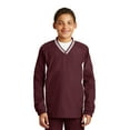 thumbnail image 1 of Camiseta cortavientos raglán con cuello en V Sport-Tek YST62 Granate/Blanco XS para jóvenes, 1 of 1