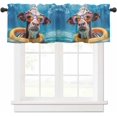 thumbnail image 3 of Windows Curtains Valance, Summer Cut Cow Wearing Sunglasses On Vacation Short Kitchen Window Treatment Curtain, Holiday Rustic Farmhouse Rod Pocket Valances for Living Room/Bedroom 54x18 Inch, 3 of 6