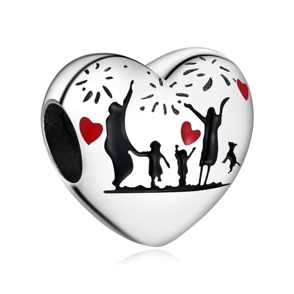 ROSIANNA 925 Sterling Silver Charm for Bracelets Family Together Heart Charms Women Bracelet Charm