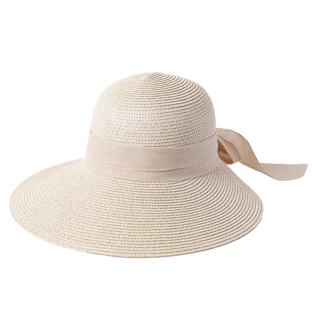 Txlixc Sombreros solares femeninos con cintas de arco y grandes accesorios de verano al aire libre Txlixc moda