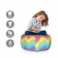 thumbnail image 2 of Rainbow Storage Toy Bag Chair, Colorful Zig Zag Chevron Pattern Geometric Modern Sharp Design Illustration, Stuffed Animal Organizer Washable Bag, Large Size, Multicolor, by Ambesonne, 2 of 3
