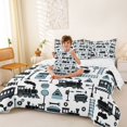 thumbnail image 4 of Manfei Cartoon Train 7-Piece Twin Bedding,Railroad Signs Print Bedding Comforter Set,White,Reversible, 4 of 7