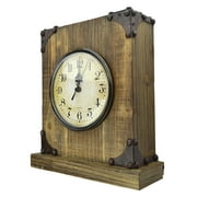 Lulu Decor, Rustic Wood Tabletop Clock, with Iron Corners (New Model)