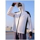 thumbnail image 3 of Camisa de protección solar con capucha para hombre, camisa de refrigeración con capucha de verano para montaña y escalada en roca, pesca, uso diario L con Negro, 3 of 8