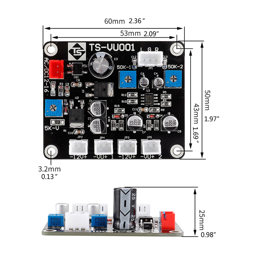 Transformer 2x Power Amplifier Panel VU Meter dB Audio Level with Driver Board 