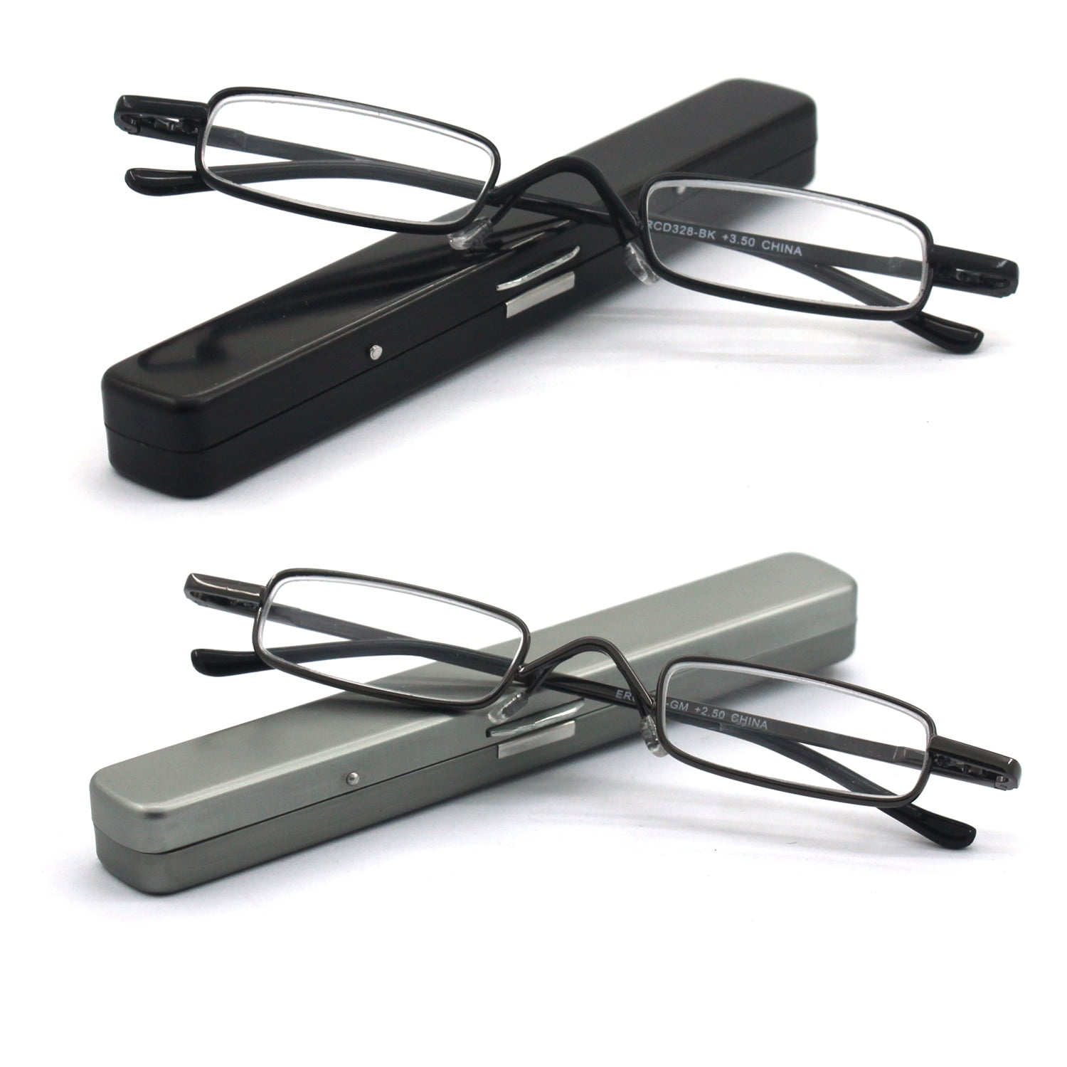 Mini reading glasses eye zoom 2 pack metal small readers with spring 