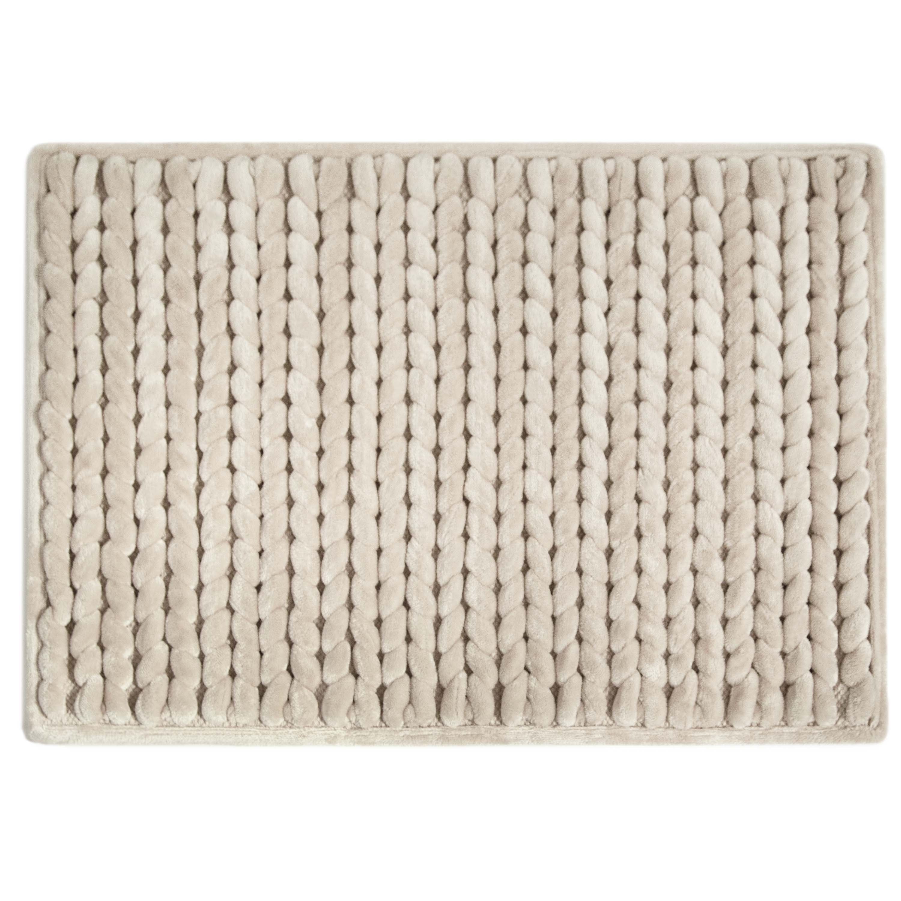 Thick & Plush Braided Bath Rug, Beige, Charcoal Infused Memory Foam, 17x24", Better Homes & Garden