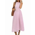 thumbnail image 3 of Women'S High Waist Sleeveless Striped Solid Color Dress 2025 Summer New Style Dress Pink S, 3 of 9