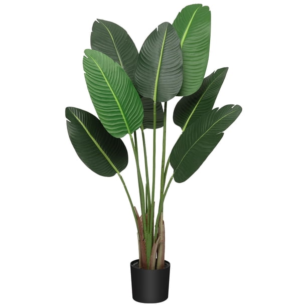 QinaQin Planta artificial Ave del Paraíso de 48 pulgadas con maceta, hojas tipo plátano para decoración de sala, oficina o interior