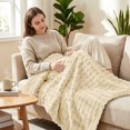 thumbnail image 3 of SoComfy by Bedelite Beige 3D Checkered Fleece Throws, 80"x60", 3 of 8