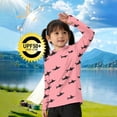thumbnail image 4 of UVEASISHA Kids Pink Shark Print Hooded Rash Guard UPF 50+ Quick Dry Long Sleeve Swim Shirt for Boys Girls Ages 5-15 Watermelon Red 130, 4 of 6