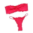 thumbnail image 7 of BONIXOOM Womens Swimsuits Bandeau None Solid Bikinis Bikini Summer Swimwears on Clearance Watermelon Red Size 8, 7 of 7
