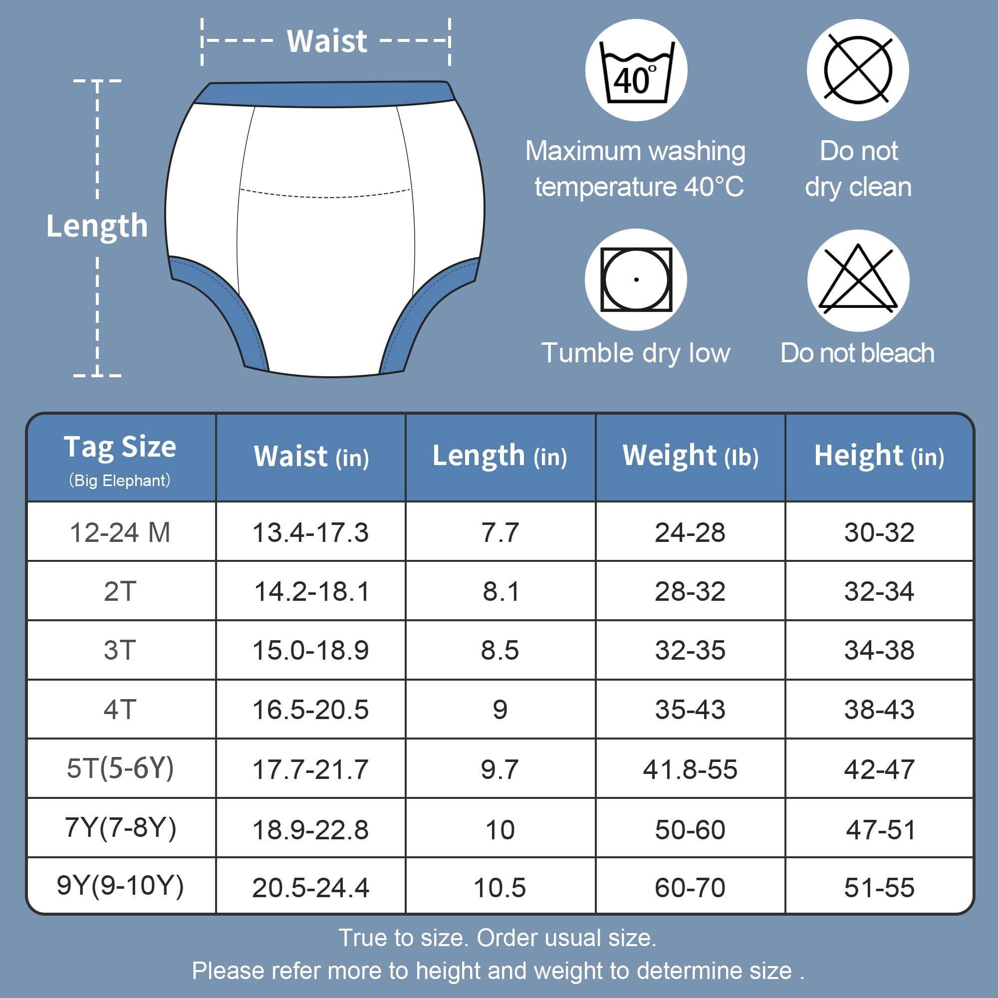 BIG ELEPHANT 10 Packs Baby Girls' and Boys' Potty Training Pants, 100% Cotton Absorbent Training Underwear for Toddler, 3T