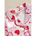 thumbnail image 6 of Suealasg 2PCS Little Girls Pajama Sets Long Sleeve Lapel Button Up Bow Heart Print Shirt Pants 1T 2T 3T 4T 5T 6T 7T Child Spring Fall Casual Sleepwear Loungewear Outfits, 6 of 8