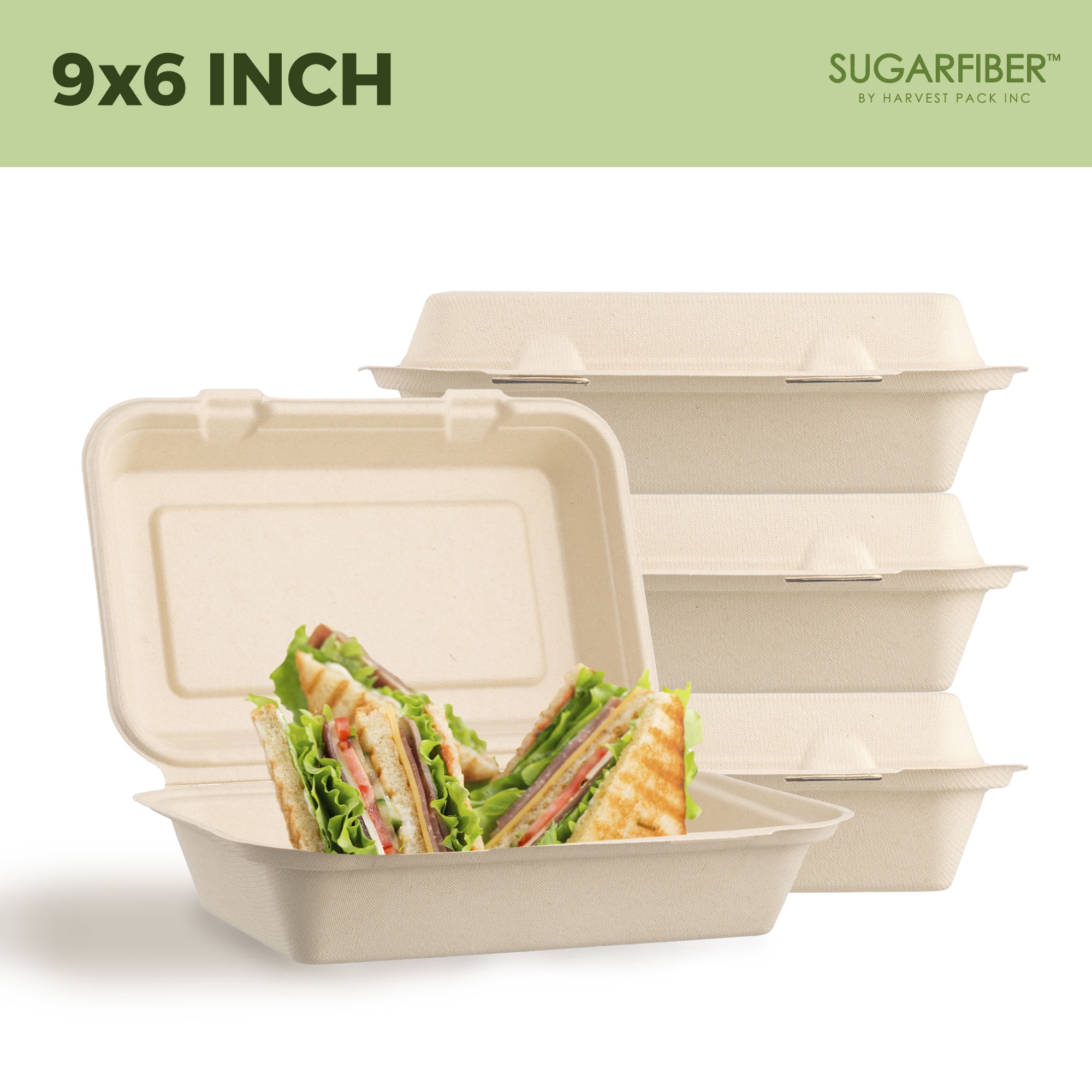 Greenwave Eco-Cane Fiber 6 x 9 Takeout Containers, 200/Case