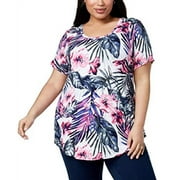JM Collection Plus Size Printed T-Shirt Womens shirt MSRP $36 White 2X