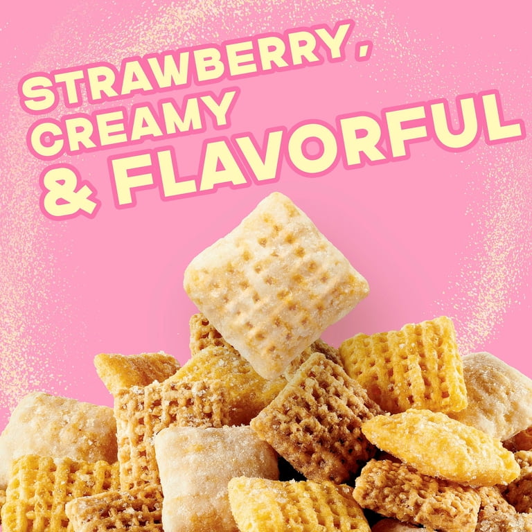 4 pack) Simply Chex Strawberry Crème Flavored Snack Mix, Family