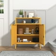 thumbnail image 6 of Accent Cabinet Locker, Multipurpose Storage Cabinet with Power Strip & USB Ports, Lockable 2-Door Design Glass + Metal, 3-Tier Organizer with Adjustable Shelves, for Home, Office, Yellow, 6 of 7