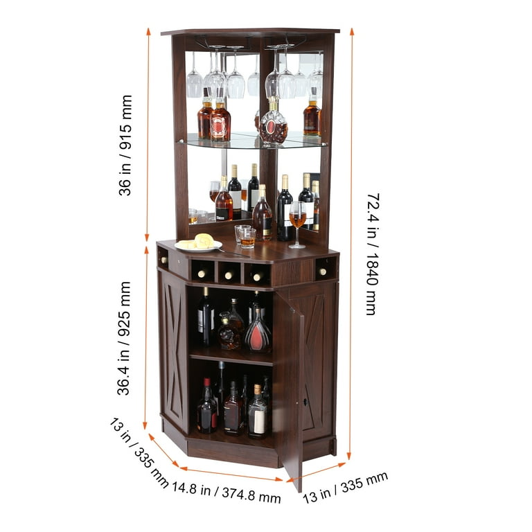 KFFKFF Corner Commercial Bar Storage, Liquor Glassware Table