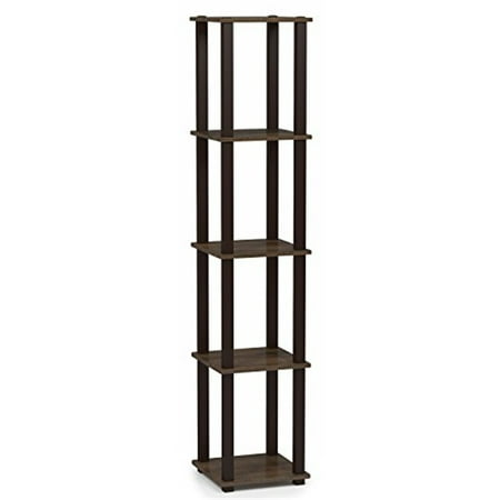 Furinno 11.6 W x 11.6 D x 57.7 H 5-Shelf Decorative Shelves, Brown
