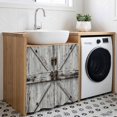 thumbnail image 3 of Farmhouse Gate Cabinet Curtains for Kitchen 35"W x 35"L, Vintage Country Grey Farmhouse Door Laundry Sink Cabinets Magic Tape Short Curtain Privacy Panel for Bathroom Vanity Cabinets, 3 of 9