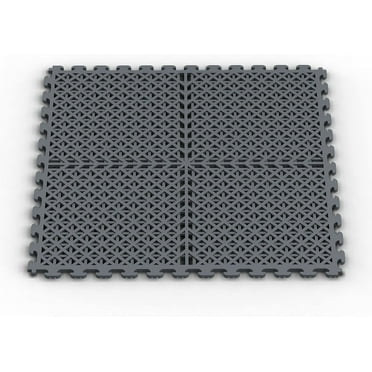 Duräflex Pro by NÖRSK Super-Duty Interlocking PVC Floor Tiles, Dove Gray with Vented Drain Pattern, 18.3 X 18.3 X.25 in., 6-PK (13.95 sq. ft.)